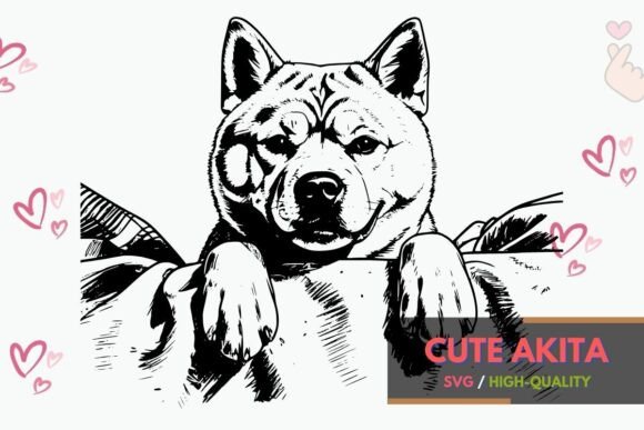 Adorable Akita Dog SVG