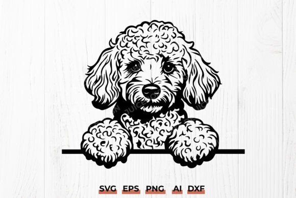 Cute Poodle Peeking Dog SVG DXF Design