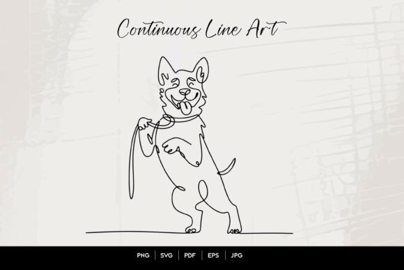 Happy Dog One Line Art SVG