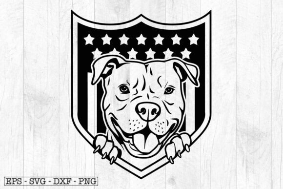 Pitbull With Flag Svg
