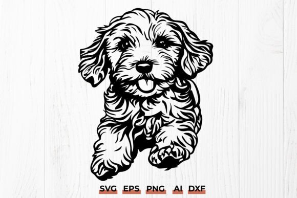 Playful Cavapoo Dog SVG Cute Puppy DXF