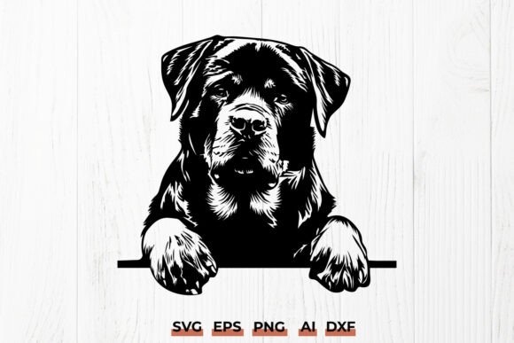Rottweiler SVG Peeking Dog Silhouette
