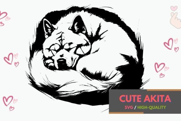 Sleeping Akita Dog SVG