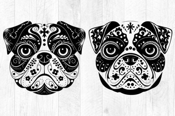 Sugar Skull Pug Dog SVG